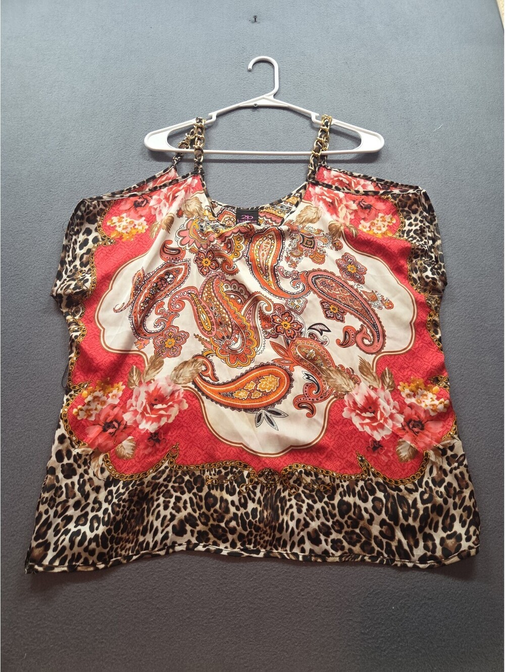 women's vintage 2b bebe cold-shoulder paisley print top size S